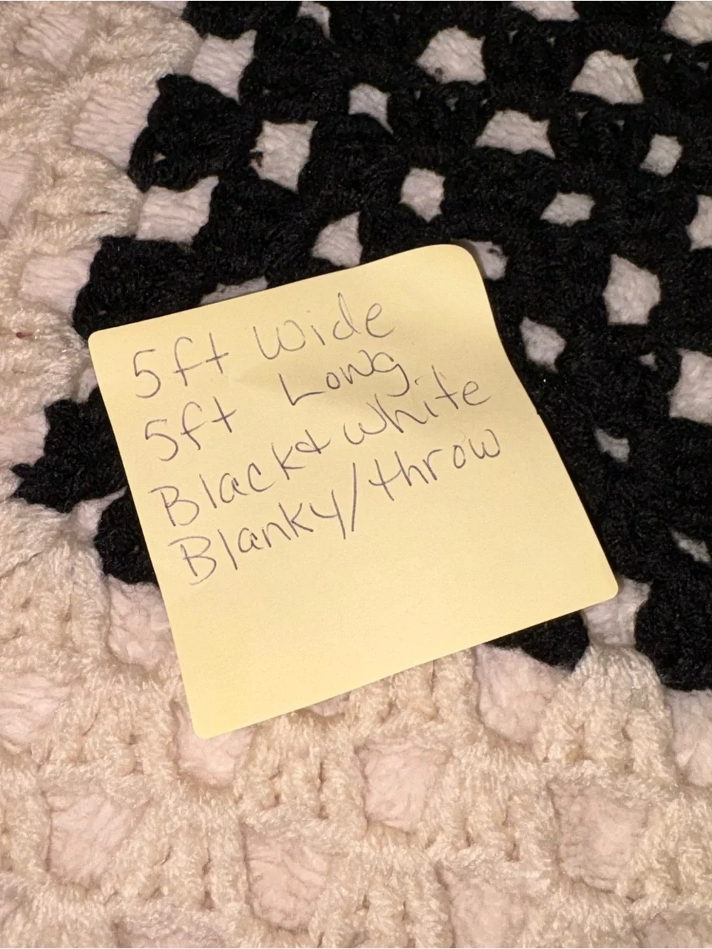 Handmade Black and White Crochet Throw - Home Accents